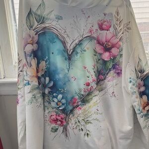 Floral Heart Graphic Hoodie